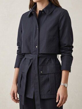 Reiss Belted Utility Jacket Dark Navy Size 4 NWOT